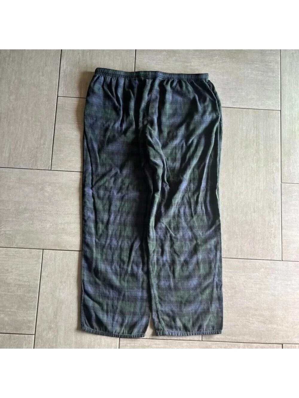 Route 66 Mens Green Blue Plaid Pajama Pants Elastic Waist Size